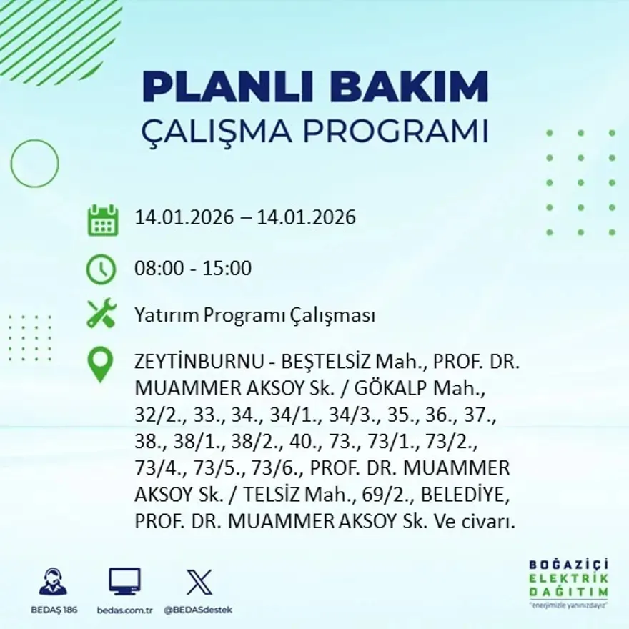 12 ilçe 8 saat elektriksiz! BEDAŞ duyurdu: İşte 14 Ocak kesinti listesi - 33