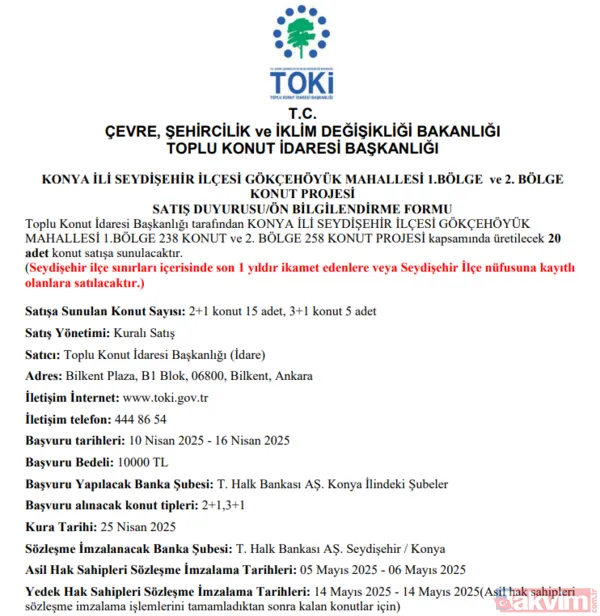 Resmi Toki Duyurusu: Projeye İlişkin Tüm Detaylar (Başvuru Tarihleri, Konut Özellikleri, Ödeme Planları) Toki'nin Resmi İnternet Sitesi (Www.Toki.Gov.Tr) Veya...