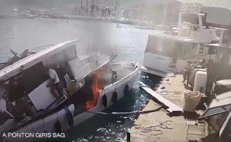 Bodrum'da bir teknede patlama (İHA)