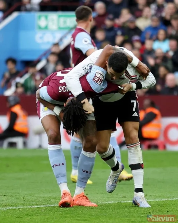 Manchester United'in yıldızı Cristiano Ronaldo çileden çıktı! Aston Villa'nın dev stoperi Mings'i yere serdi - 9