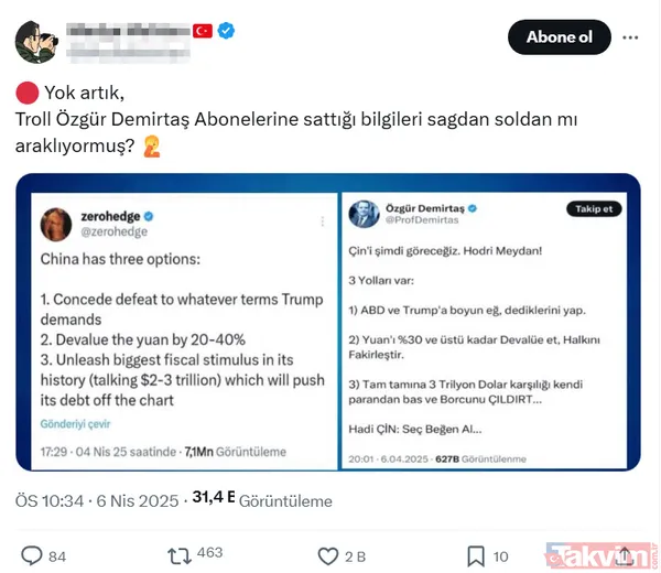 "Prof" diye gazlanıyor 'kopyala yapıştır'dan öteye gidemiyor! Özgür Demirtaş fena patladı... Çalıntı tweeti sildi "abonelik" dilendi - 9