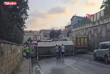 Beykoz'da su tankeri devrildi: 1 yaralı
