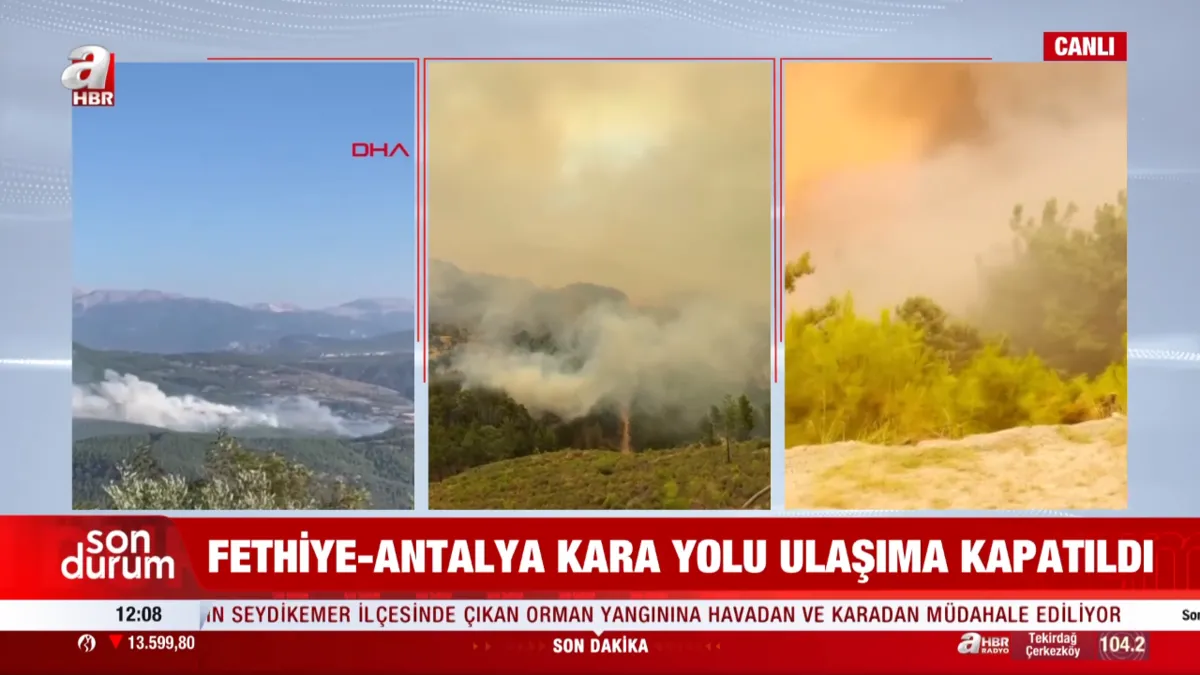Muğla Seydikemer’de orman yangını! Fethiye-Antalya kara yolu kapatıldı