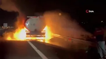 Osmaniye’de akaryakıt yüklü tanker alev aldı