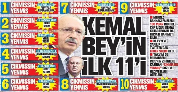 Yıllardır seçimlerden hezimetle ayrılan Kemal Kılıçdaroğlu için TAKVİM o hezimetleri özetledi