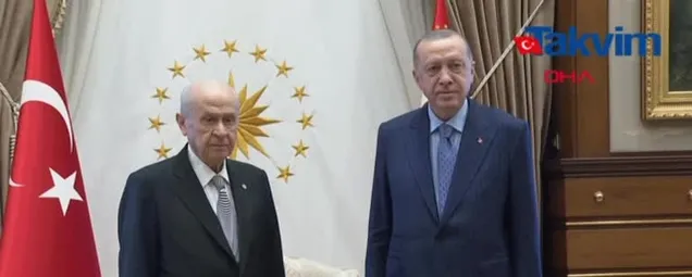 Başkan Erdoğan MHP Genel Başkanı Devlet Bahçeliyi Cumhurbaşkanlığı Külliyesinde kabul etti