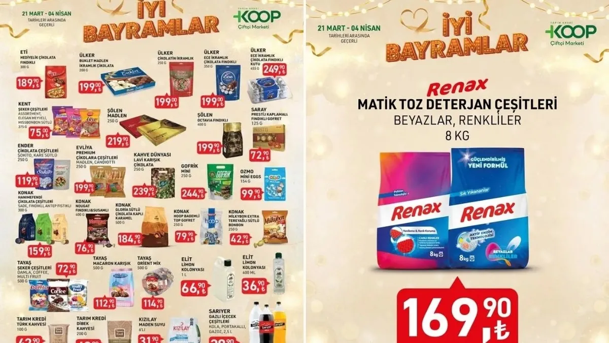 Tarım Kredi Market 26 Mart - 4 Nisan 2025 Kataloğu | 43 üründe elmas gibi indirimler: Bayram şekeri 72 TL’ye düştü