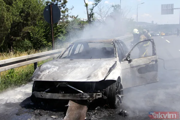 15 Temmuz Şehitler Köprüsü yolunda lüks araç alev alev yandı! Genç kadınlar geriye doğru koştu - 14
