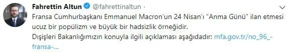 Son dakika: Cumhurbaşkanlığı'ndan Fransa'ya sert tepki-1