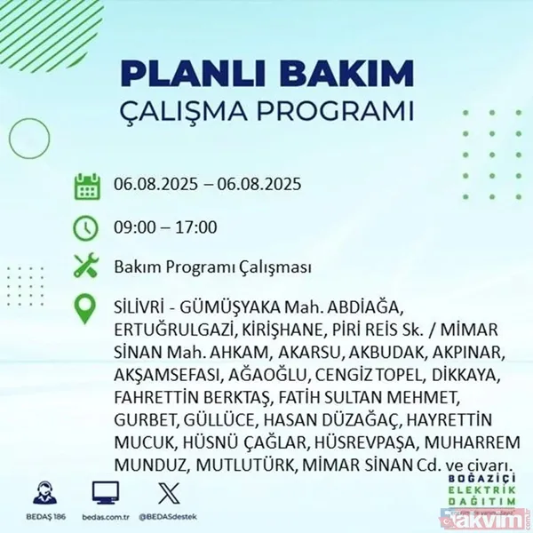 6 Ağustos İstanbul'da Elektrik Kesintisi Yaşanacak İlçeler