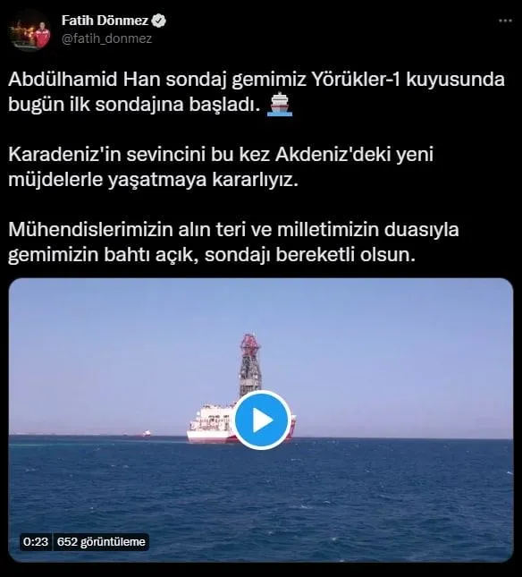 Son dakika: Vira Bismillah! Bakan Dönmez duyurdu: Abdülhamid Han Akdeniz'de sondaja başladı-2