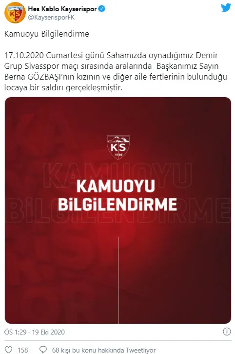 Kayserispor, Başkan Berna Gözbaşı'nın locasına saldırı yapıldığını açıkladı | SON DAKİKA-2