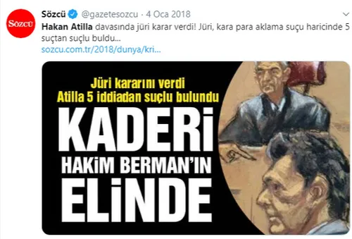 Hakan Atilla alnının akıyla Türkiye'ye döndü geriye ABD'deki kumpas davasının destekçisi Sözcü'nün bu haberleri kaldı-9