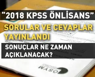 KPSS önlisans soru ve cevapları yayınlandı