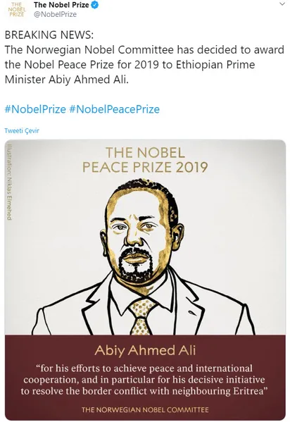 Son dakika haberi... Nobel Barış Ödülü, Etiyopya Başbakanı Abiy Ahmed Ali'ye verildi-2