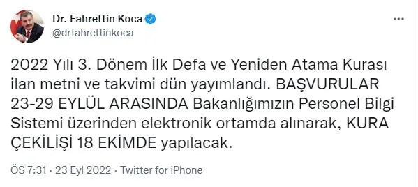 Son dakika: Sağlık Bakanı Fahrettin Koca’dan atama ve kura açıklaması! Kura çekimi 18 Ekim'de: 7281 hekim başvurdu-3