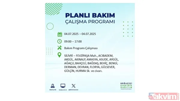 4 Temmuz'da İstanbul'da Elektrik Kesintisi Yaşanacak İlçeler