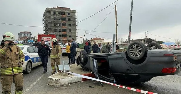 Son dakika: İstanbul Sultanbeyli’de feci kaza! Otomobil takla attı
