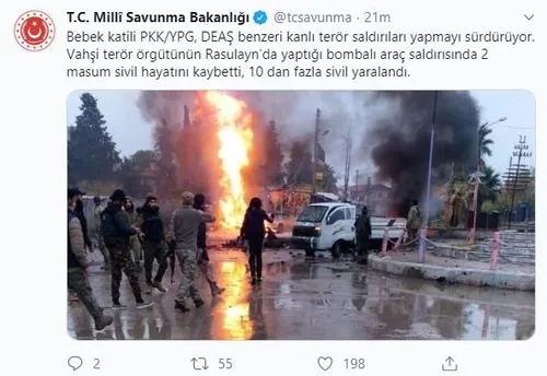 MSB açıkladı: Rasulayn'daki bombalı saldırıda 2 sivil hayatını kaybetti!-1