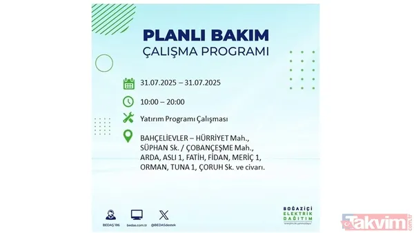 İstanbul'da bugün elektrik kesilecek mi? 31 Temmuz Perşembe elektrik kesintisi yaşanacak ilçeler hangileri? - 40