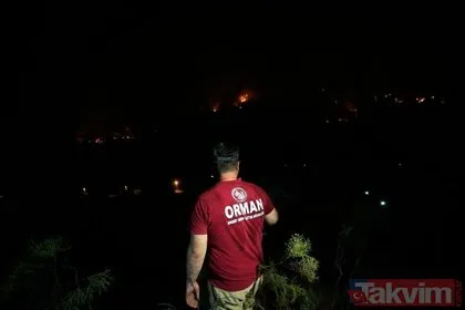 Marmaris’te orman yangını | Yangını söndürmek için canlarını ortaya koydular!
