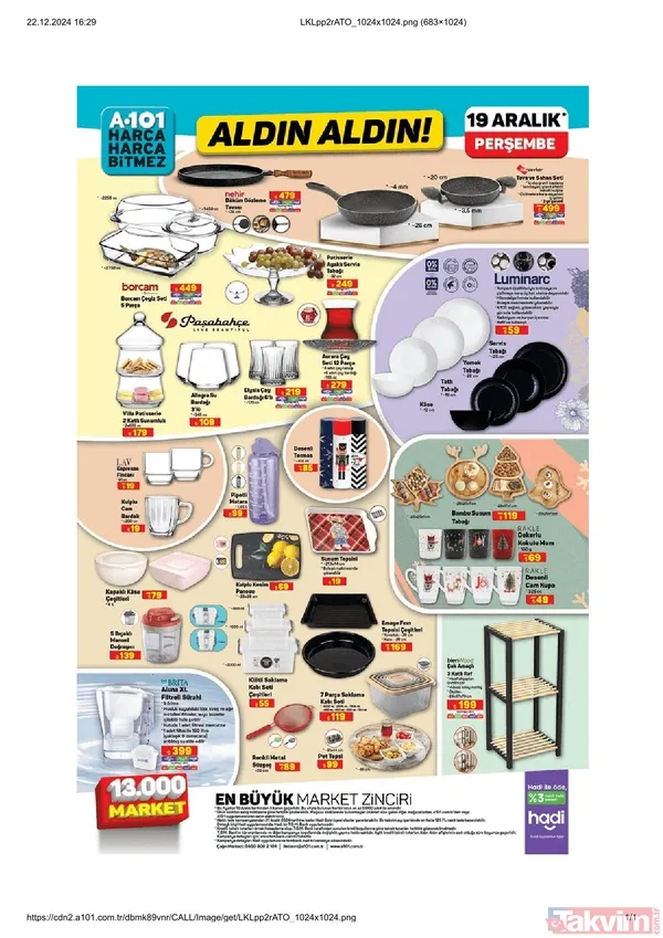 A101 21-27 Aralık 2024 İndirimli Ürünler Kataloğu: Bütün hindi 249 TL, meze çeşitleri 29.90 TL, dana sucuk 179 TL, büyük boy pizza 99 TL - 30