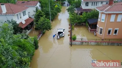 Son dakika: Şile’de sağanak yağış! Dereler taştı evler sular altında kaldı