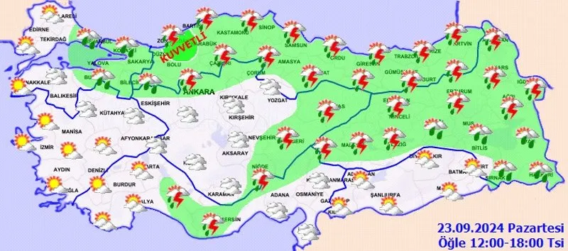 Meteoroloji'den 5 ile sarı 2 ile turuncu kodlu uyarı (Takvim Foto Arşiv)