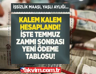Kalem kalem hesaplandı! 3.336,03 liraya çıktı! İşte eski ve yeni ZAMLI maaşlar... Temmuz zammı sonrası yeni ÖDEME TABLOSU!