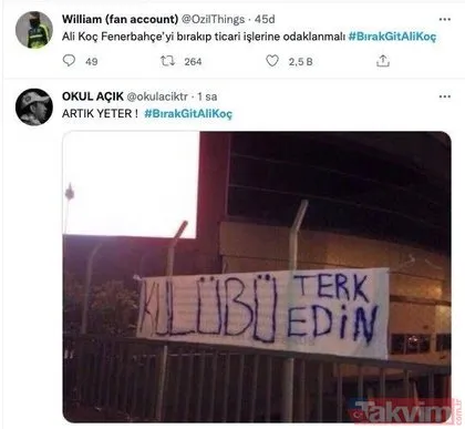 Fenerbahçe taraftarından Ali Koç için istifa kampanyası! Taraftar attığı tweetler ile dünya gündeminde