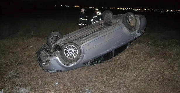 Alkollü sürücü takla atan otomobilden burnu bile kanamadan çıktı