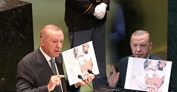 İşte Başkan Erdoğan'ın BM Genel Kurulu kürsüsünde gösterdiği fotoğraflar! Gazze'deki vahşeti böyle gözler önüne serdi: "İnsanlık tarihi böyle bir vahşet görmemiştir"