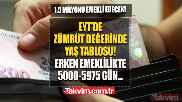 1999-1998-1997-1996-1995 sigortalı EYT'den yaş şartsız nasibini alacak! EYT'de ZÜMRÜT değerinde yaş TABLOSU! Erken emeklilikle 5000, 5975 gün... - 1