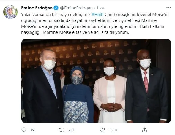 emine-erdogandan-katledilen-haiti-cumhurbaskani-jovenel-moise-icin-taziye-mesaji-1625682756117.jpg Emine Erdoğan'dan, katledilen Haiti Cumhurbaşkanı Jovenel Moise için taziye mesajı-1