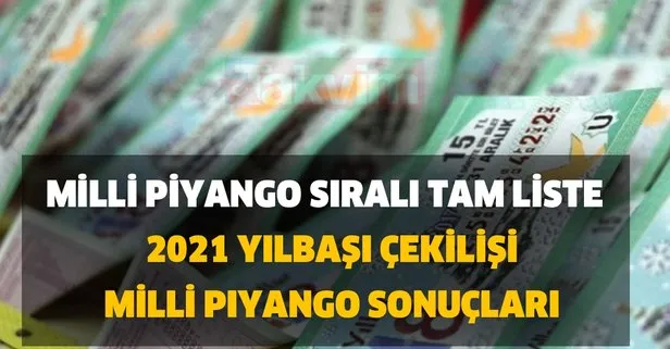 2021 yılbaşı çekilişi Milli Piyango sonuçları millipiyangoonline.com’da - 31 Aralık 2020 - 1 Ocak 2021 Milli Piyango sıralı tam liste