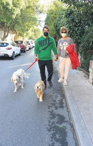 Özge Özder ile Sinan Güleryüz köpekleriyle gezdi
