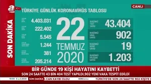 Son dakika: Sağlık Bakanı Fahrettin Koca 22 Temmuz koronavirüs tablosunu paylaştı