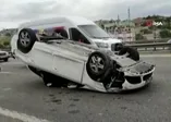 SON DAKİKA! TEM'de kontrolden çıkan araç takla attı! Trafik kilitlendi