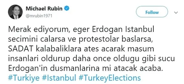FETÖ destekçisi Michael Rubin'den alçak paylaşım-1