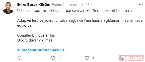 Türkiye, Başkan Erdoğan'ın yanında! Mussolini kırıntısı Draghi'ye tokat gibi cevap: #ErdoğanıDurduramazsınız