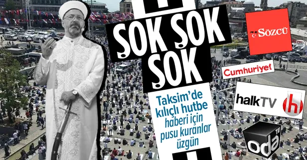 SON DAKİKA: Camiye karşı olanlar Diyanet İşleri Başkanı Prof. Dr. Ali Erbaş'ın Taksim Camisi'nde kılıçsız çıkmasına şaşırdı