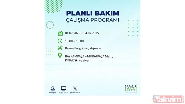 4 Temmuz'da İstanbul'da Elektrik Kesintisi Yaşanacak İlçeler