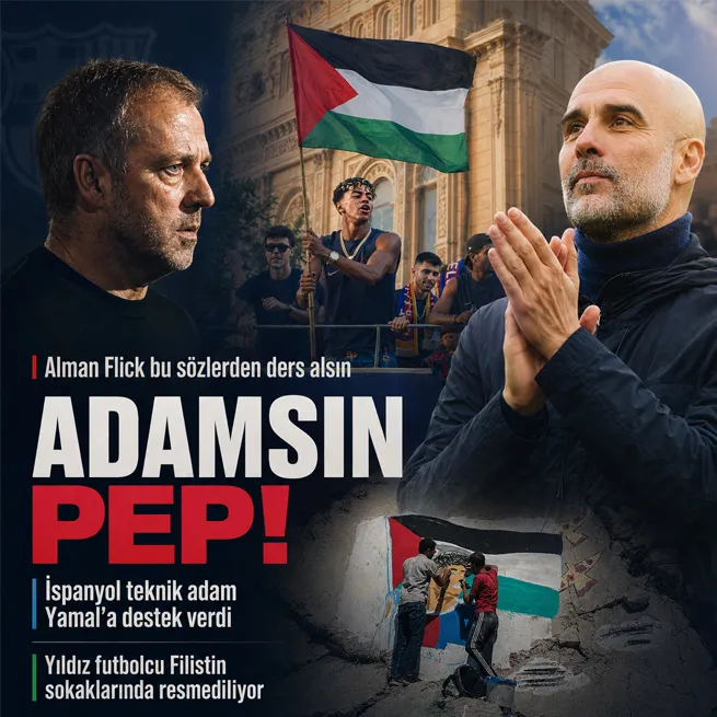 Şampiyonluk kutlamasında Filistin bayrağı açan Lamine Yamala Pep Guardioladan destek