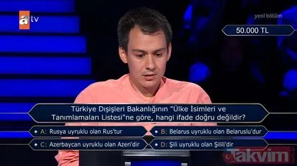 Kenan İmirzalıoğlu’nun sunduğu Kim Milyoner Olmak İster’de dikkat çeken ’Azerbaycan’ sorusu! Türkiye Dışişleri Bakanlığı...