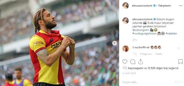 Göztepe-Ankaragücü maçına damga vuran anlar! Ebru Şancı, maçı kazanan eşi Alpaslan Öztürk'ü öpücüklere boğdu!-3