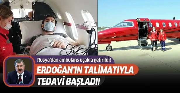 Sağlık Bakanı Fahrettin Koca duyurdu! Rusya’dan ambulans uçakla getirilen Haluk Hasan Seyithanoğlu tedavi altına alındı