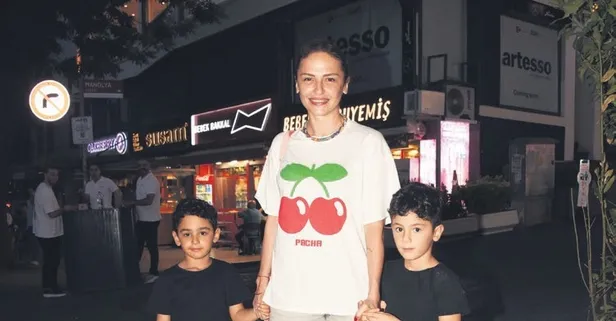 Sinem Öztürk ikizleriyle Bebek'te görüntülendi