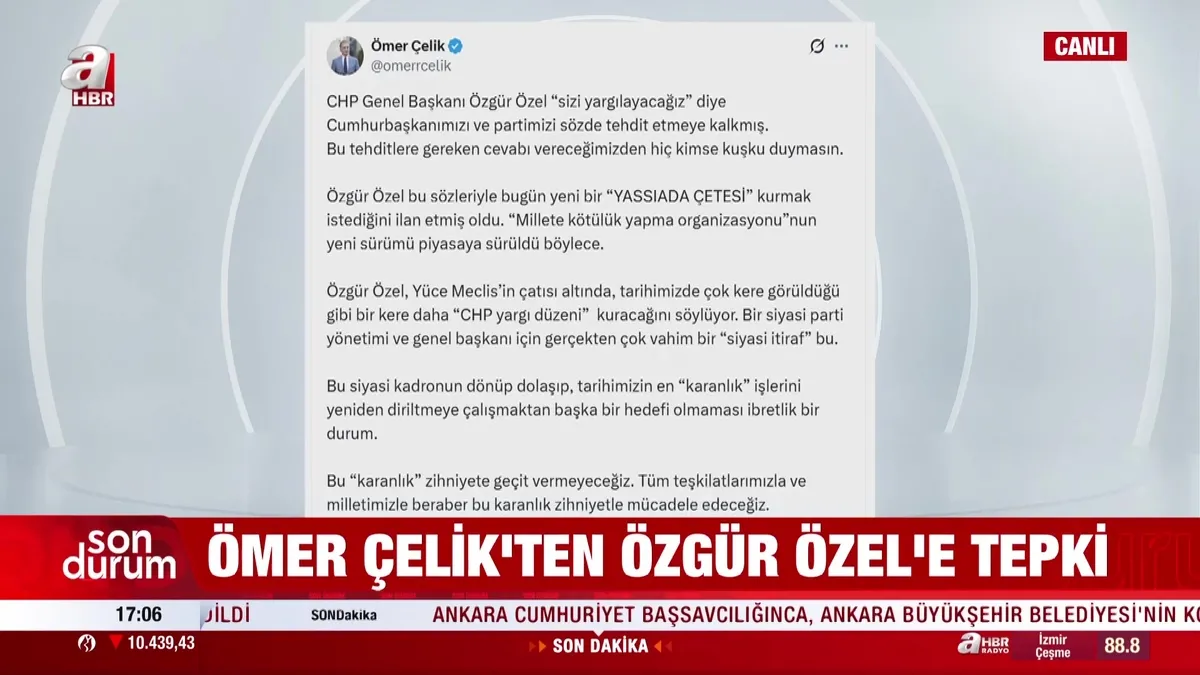 Ömer Çelik'ten Özgür Özel'e tepki!