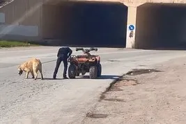 Bursa’da şok görüntüler! ATV motoruna bağladığı köpeği sürükledi