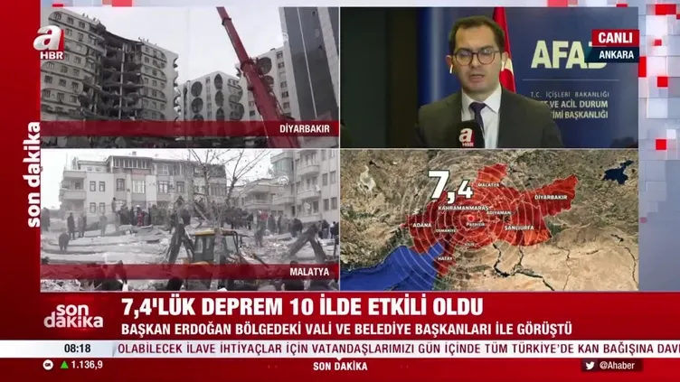 A Haber canlı yayın son dakika haberleri! Kahramanmaraş Pazarcık'ta 7.4 büyüklüğünde şiddetli deprem! Malatya, Elazığ, Sivas geniş alanda hissedildi